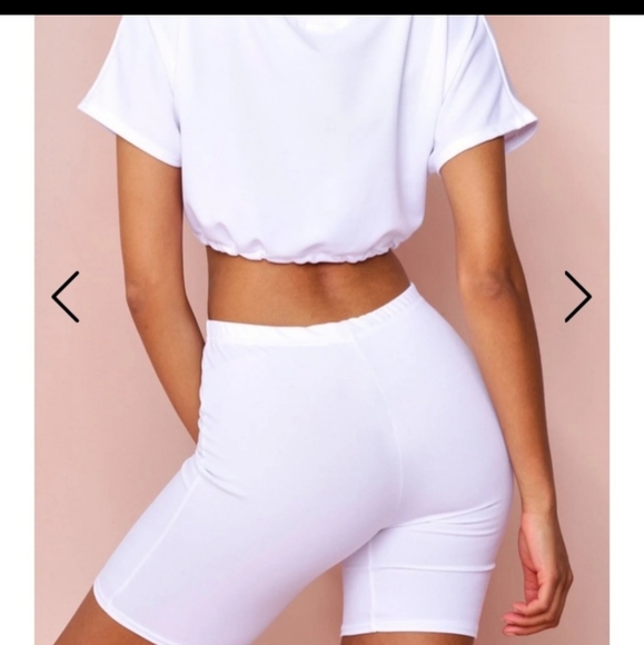 ALL WHITE CROP TOP/BIKER SHORT SET - Picture 5 of 5
